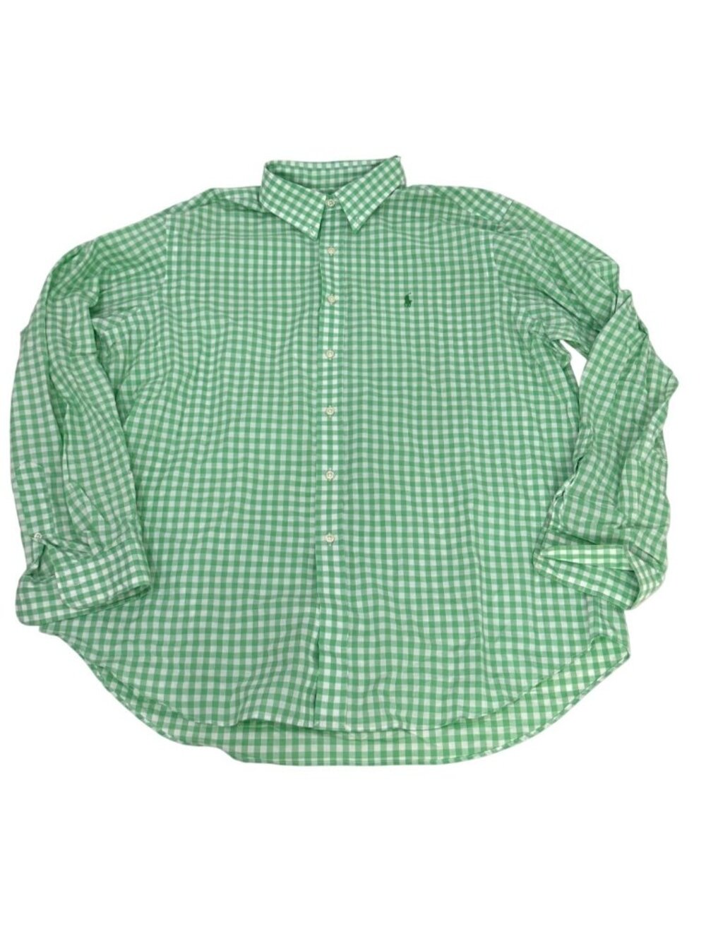 Ralph Lauren Green White Gingham Check Long-Sleeve Button Shirt Classic Fit XXL